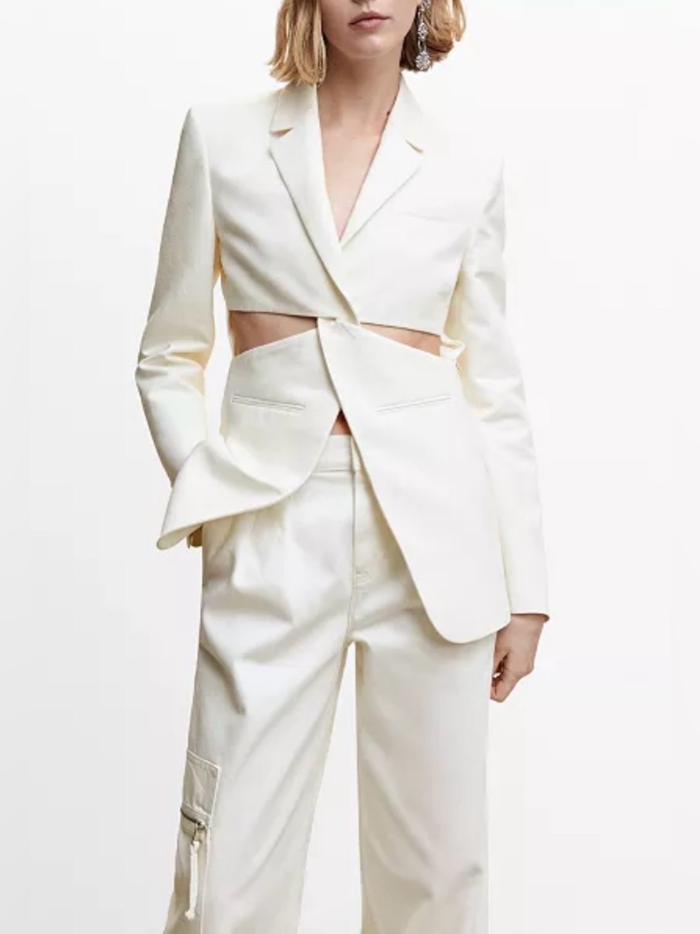 Mango Selection Cut Out Structured Linen Blend Blazer